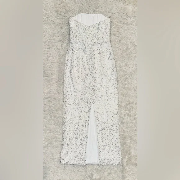 NWOT Helsi Leslie Strapless Sequin Column White Midi Dress sz L -  www.sanvalentin.cl